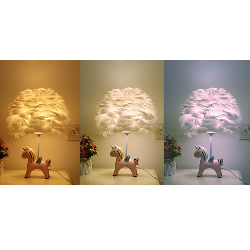 Children's Unicorn Feather Table Lamp - 1-Light Modern Design