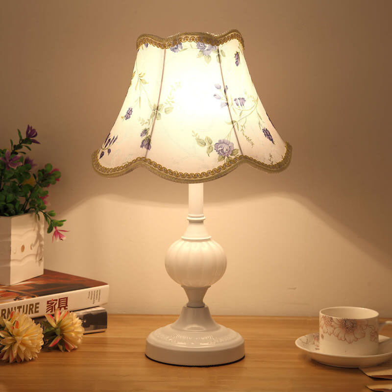 Vintage Floral Glass Table Lamp - Nordic Design, 1-Light
