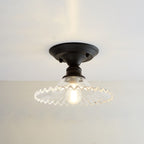 Nordic Vintage Floral Round Semi-Flush Mount Ceiling Light