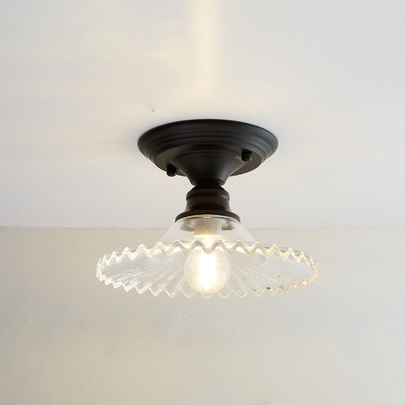 Nordic Vintage Floral Round Semi-Flush Mount Ceiling Light