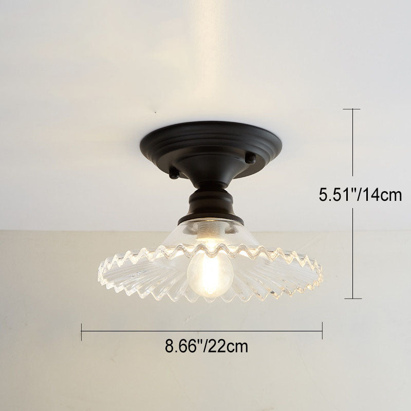 Nordic Vintage Floral Round Semi-Flush Mount Ceiling Light