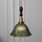 Copper & Walnut Glass Pendant Light