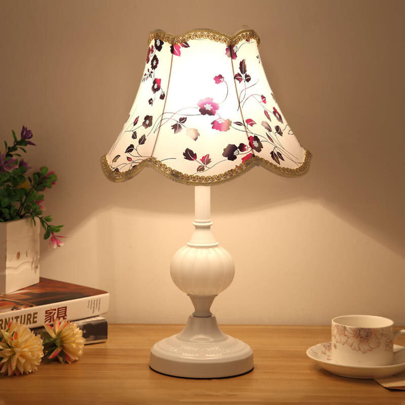 Vintage Floral Glass Table Lamp - Nordic Design, 1-Light
