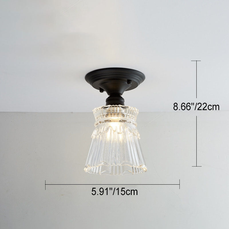 Nordic Vintage Floral Round Semi-Flush Mount Ceiling Light