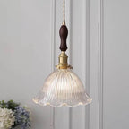Copper & Walnut Glass Pendant Light