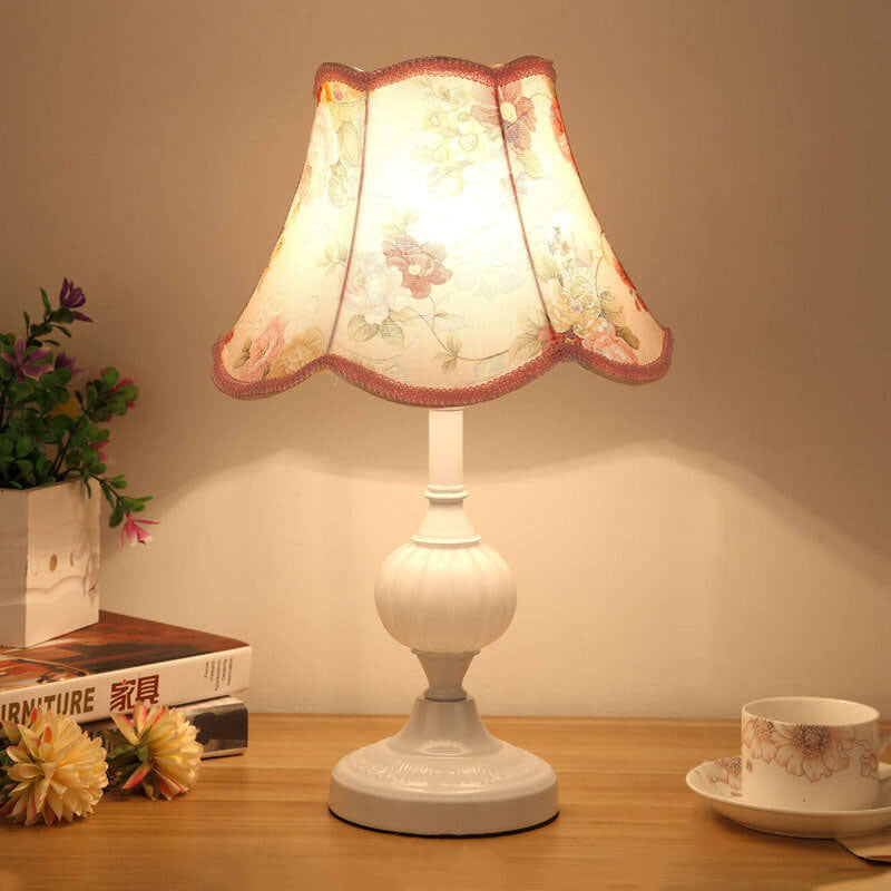Vintage Floral Glass Table Lamp - Nordic Design, 1-Light