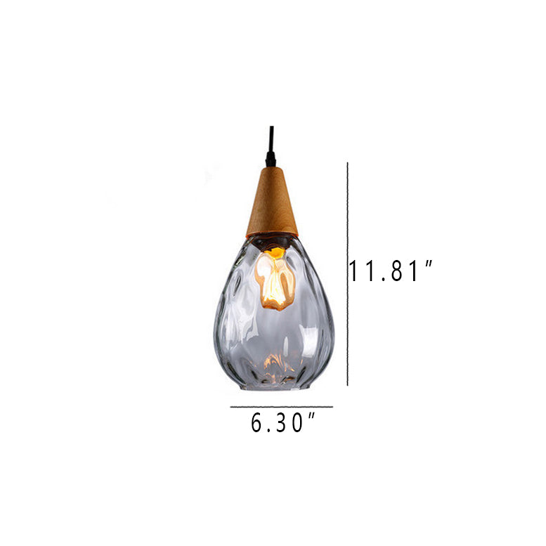 Premium Water Ripple Glass Drop Pendant Light - 1-Light Fixture