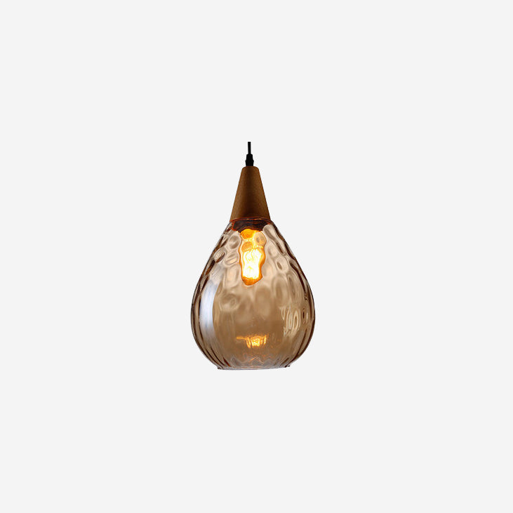 Premium Water Ripple Glass Drop Pendant Light - 1-Light Fixture