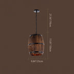 Rustic Round Wooden Wine Barrel Pendant Light