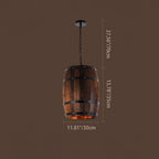 Rustic Round Wooden Wine Barrel Pendant Light