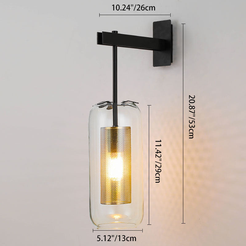 Clear Glass Cylinder Wall Sconce