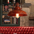 Vintage Red Rust Single Dome Pendant Light