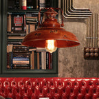 Vintage Red Rust Single Dome Pendant Light