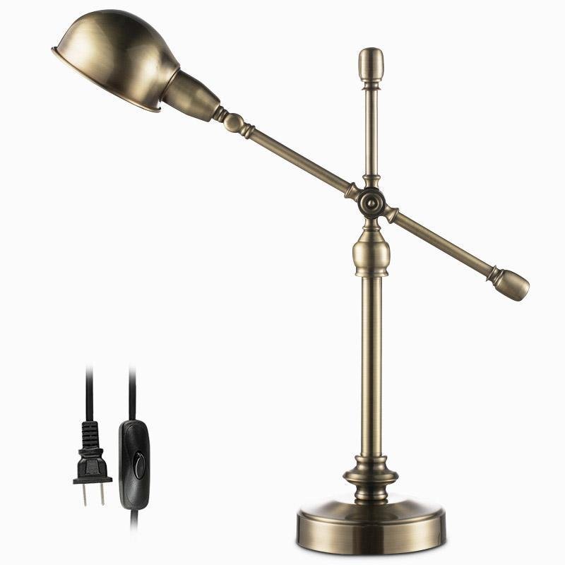 Adjustable Vintage Metallic Dome Desk Lamp with Flexible Arm for Home Office and Study