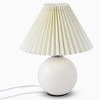 Elegant White Ceramic Globe Table Lamp with Pleated Shade