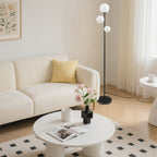Modern 3-Light Globe Floor Lamp in Gold, Black, and White