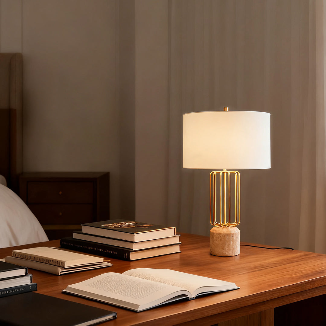 Nordic Style Geometric Metal Cage LED Table Lamp - Eye-Care Design