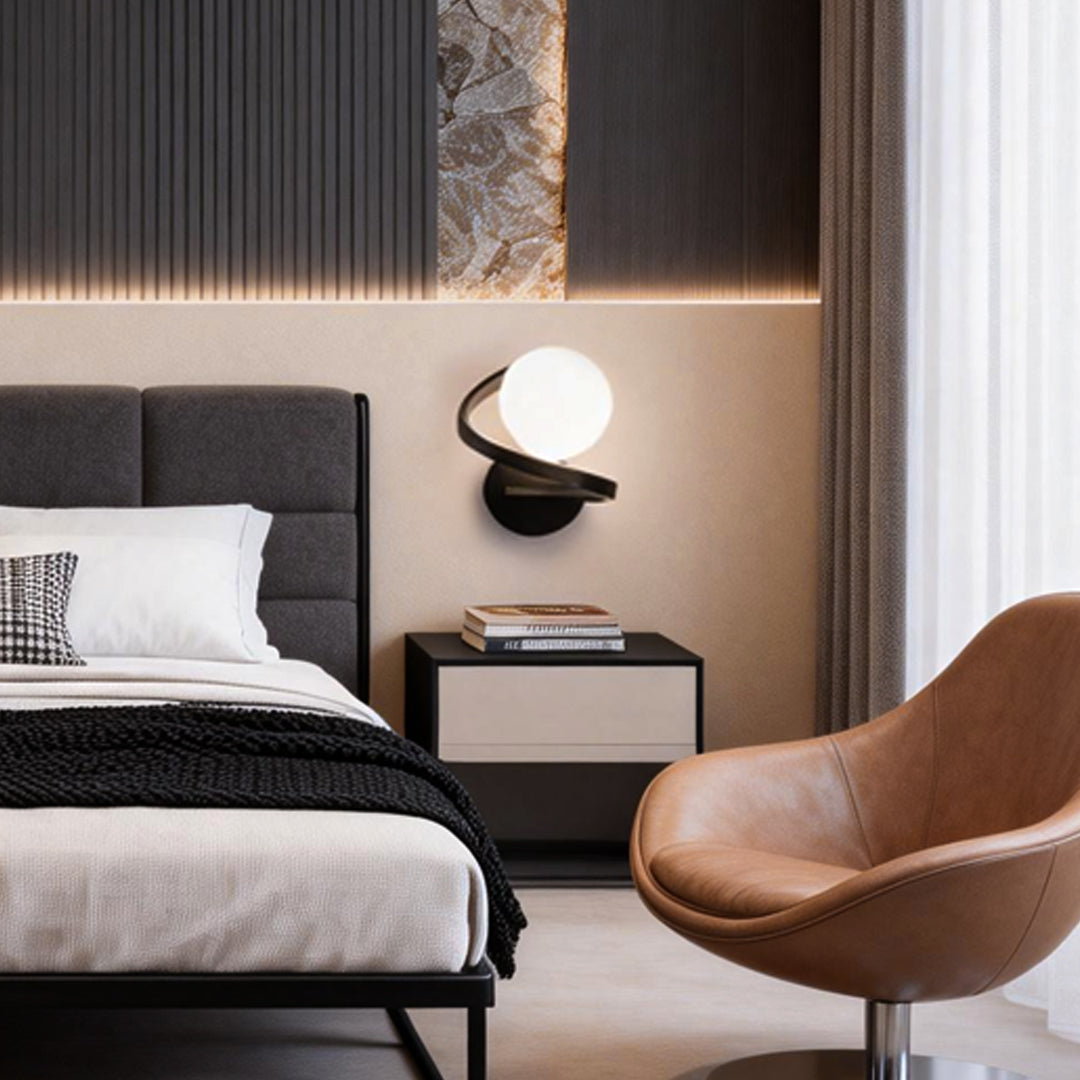 Curved Metal LED Wall Lights for Modern Bedrooms