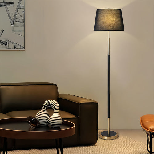 Country Style Vintage Wrought Iron Floor Lamp with Fabric Shade