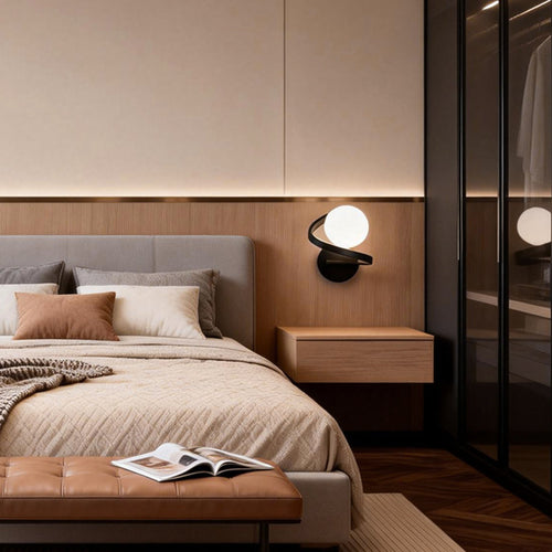 Curved Metal LED Wall Lights for Modern Bedrooms