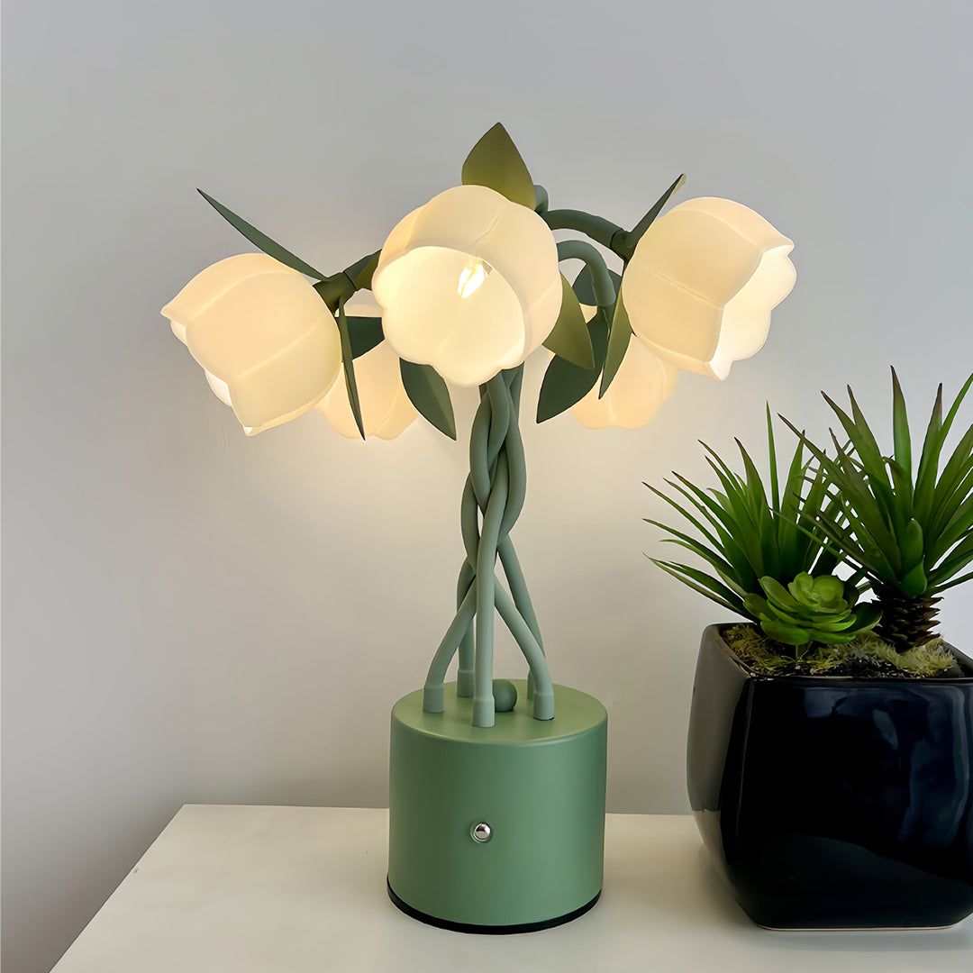 Vintage Green Artistic Table Lamp with Adjustable Stems