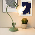 Vintage French Floral Table Lamp with Twistable Green and White Glass