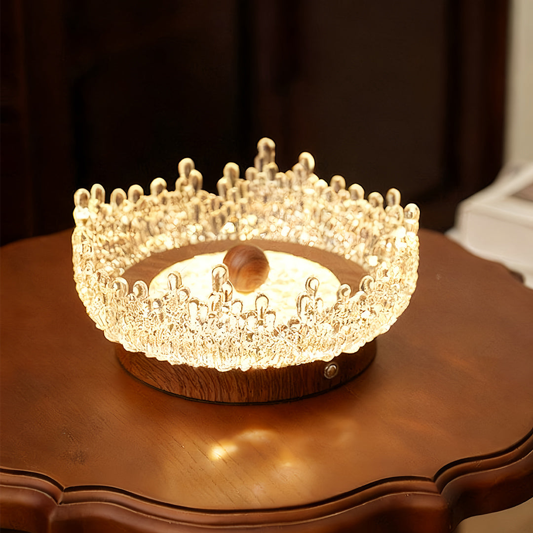 French Vintage Walnut Acrylic Table Lamp - Elegant Atmosphere Light