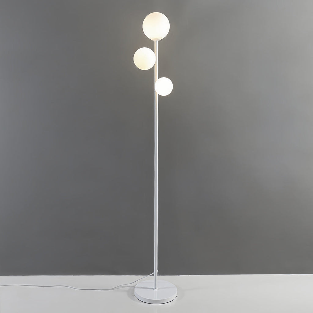 Modern 3-Light Globe Floor Lamp in Gold, Black, and White