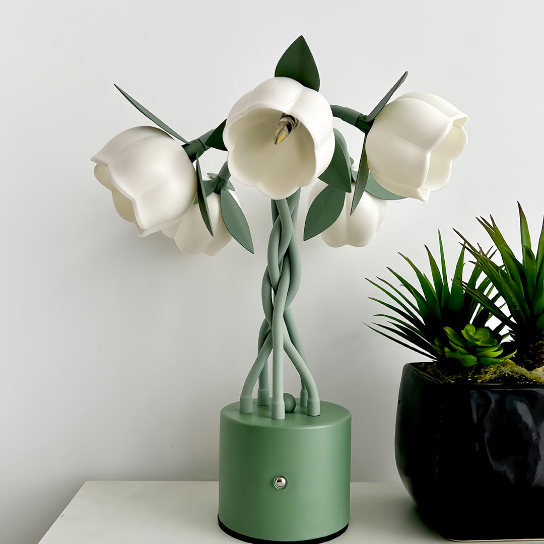 Vintage Green Artistic Table Lamp with Adjustable Stems