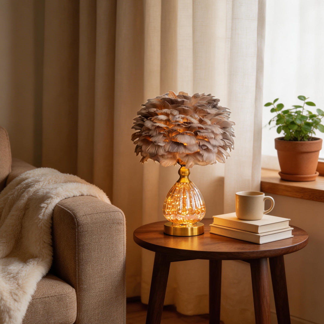 Nordic Feather Table Lamp - Elegant Wedding Decor