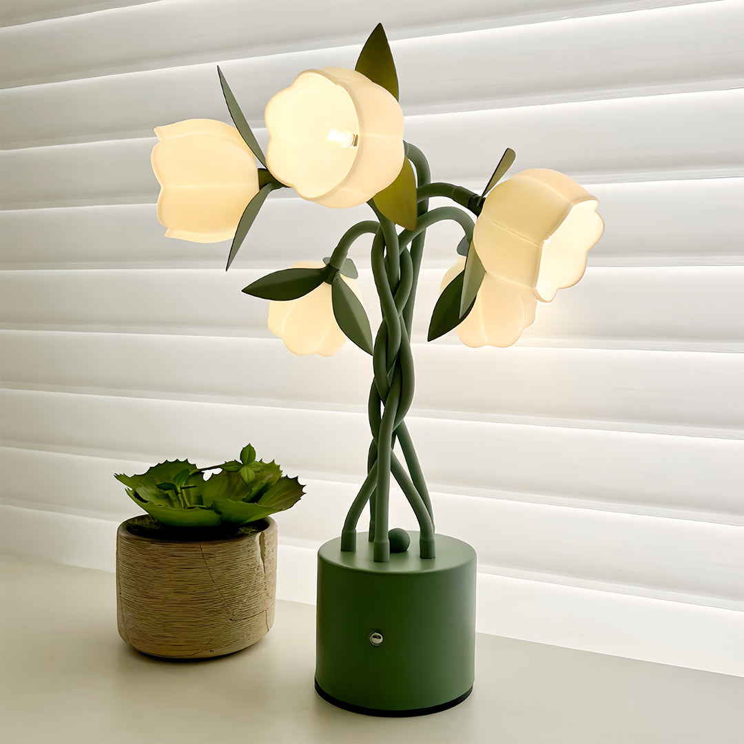 Vintage Green Artistic Table Lamp with Adjustable Stems