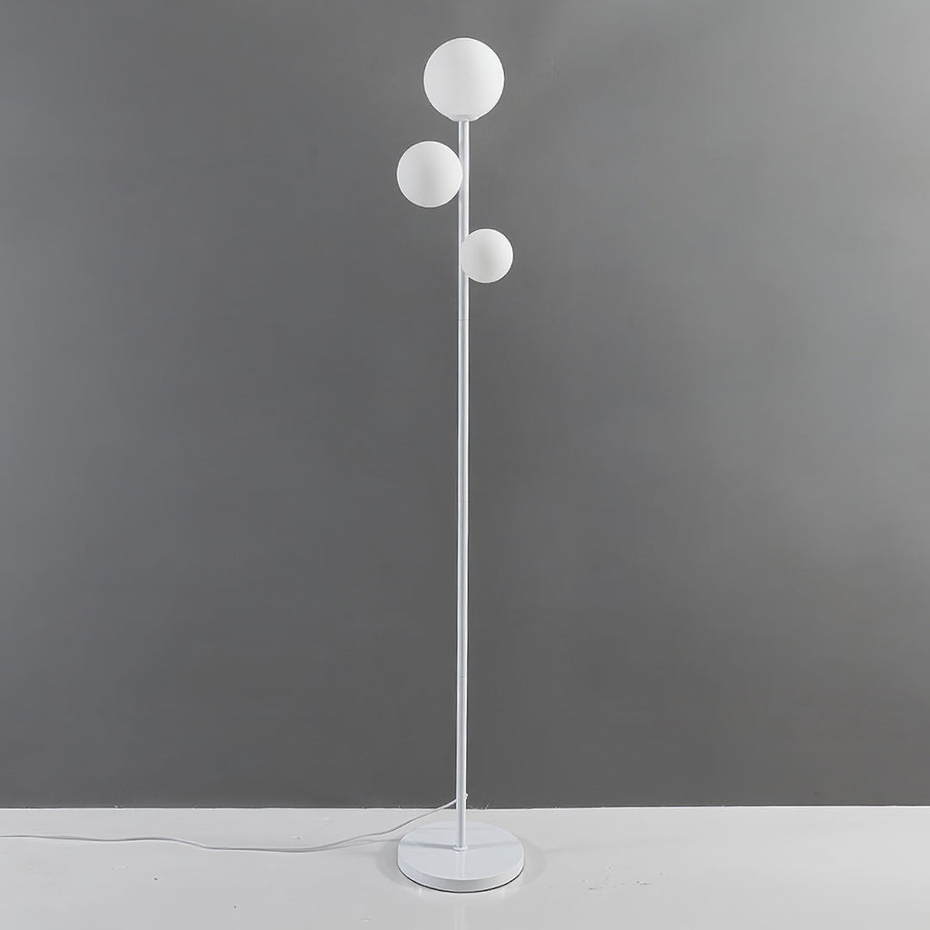 Modern 3-Light Globe Floor Lamp in Gold, Black, and White