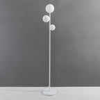 Modern 3-Light Globe Floor Lamp in Gold, Black, and White