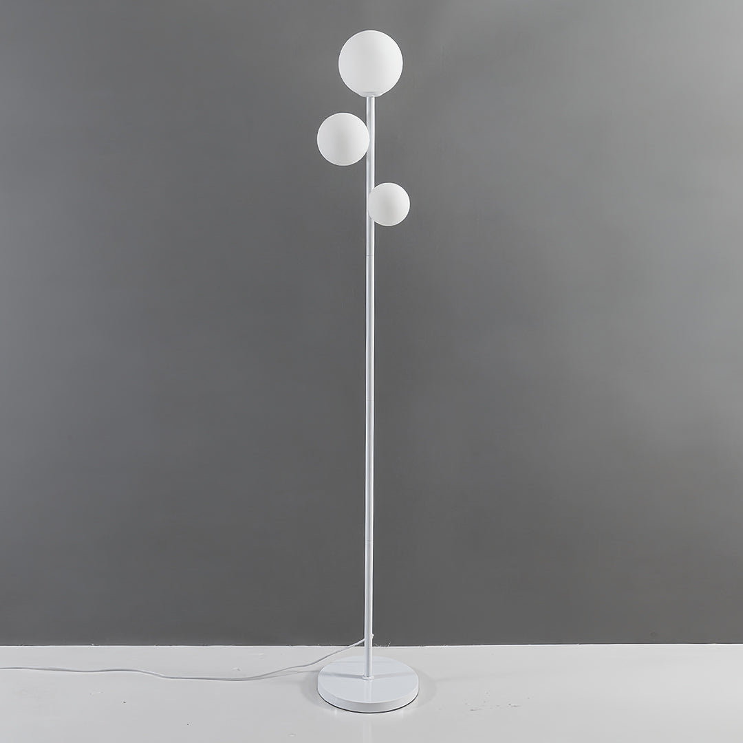 Modern 3-Light Globe Floor Lamp in Gold, Black, and White