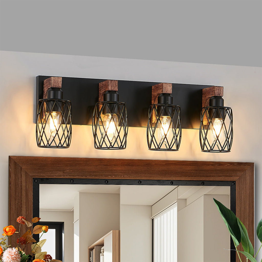 Premium Black Metal Cage Vanity Light for Bathroom Mirrors