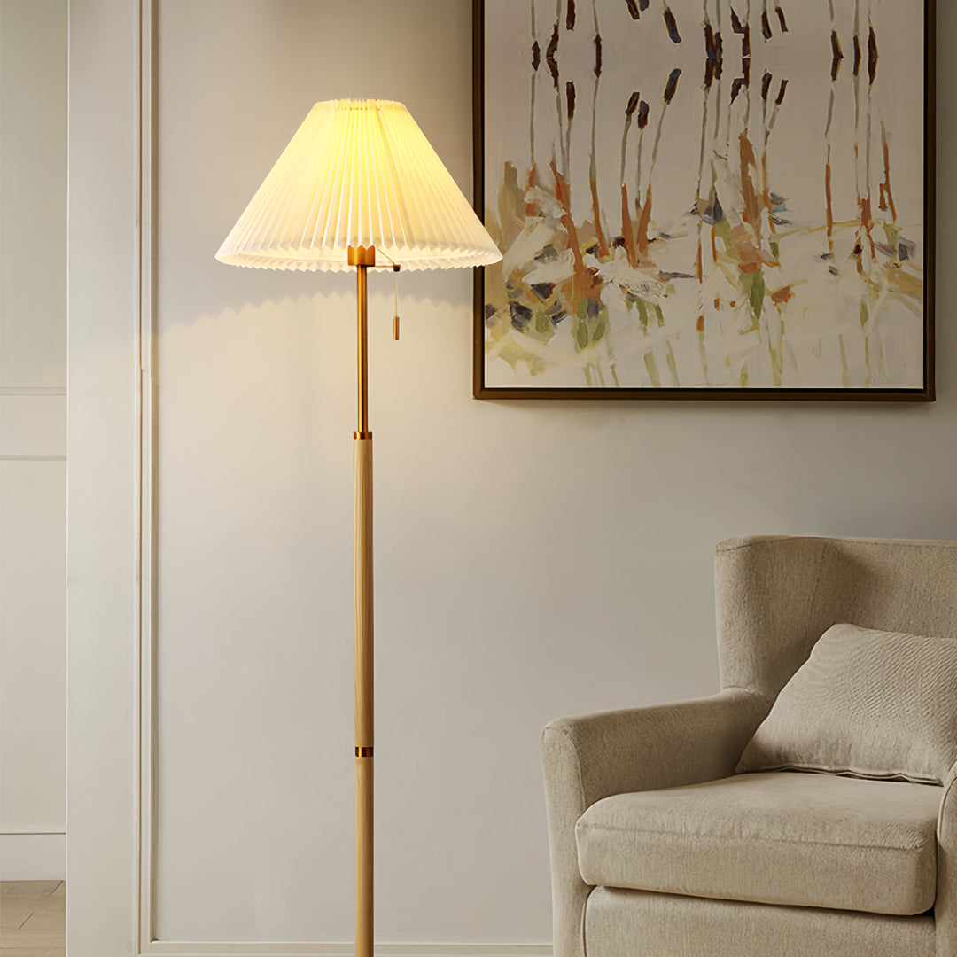 Premium Standing Lamp with Pleated Fabric Shade