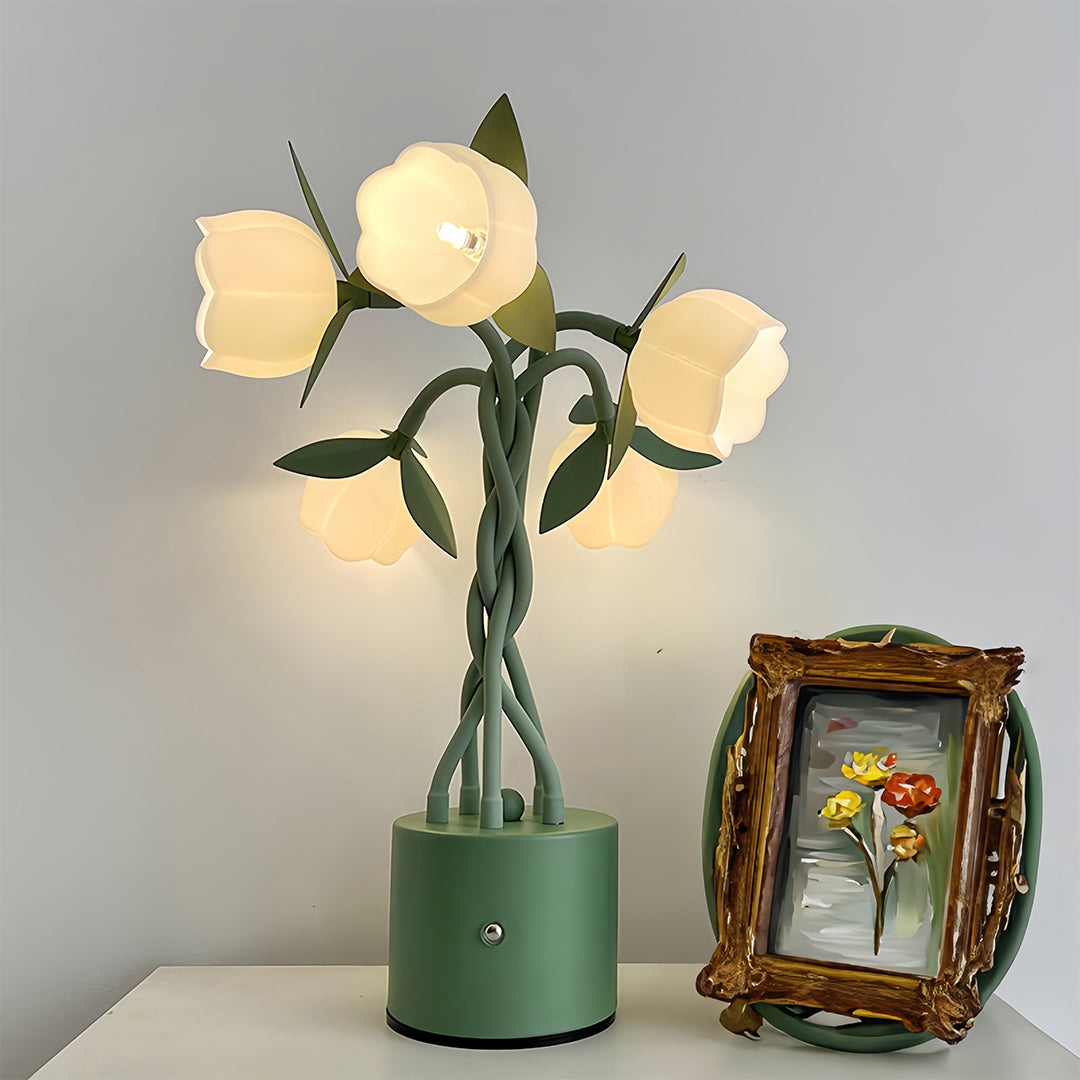 Vintage Green Artistic Table Lamp with Adjustable Stems