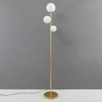 Modern 3-Light Globe Floor Lamp in Gold, Black, and White