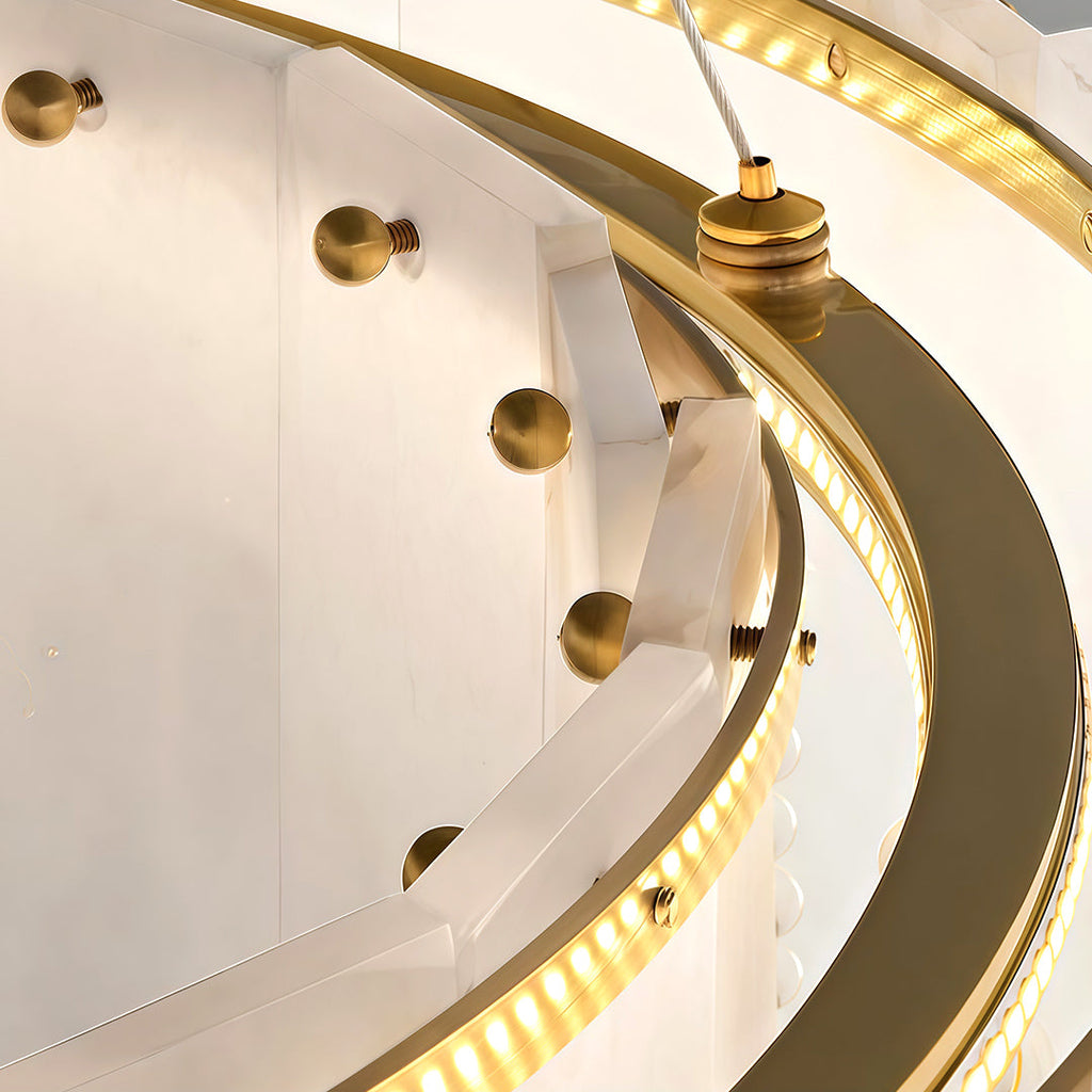 Luxury Brass Chandelier with Cloud Stone Ceiling Light