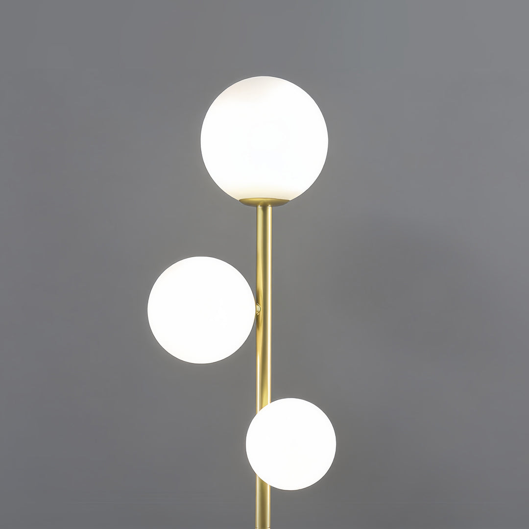 Modern 3-Light Globe Floor Lamp in Gold, Black, and White