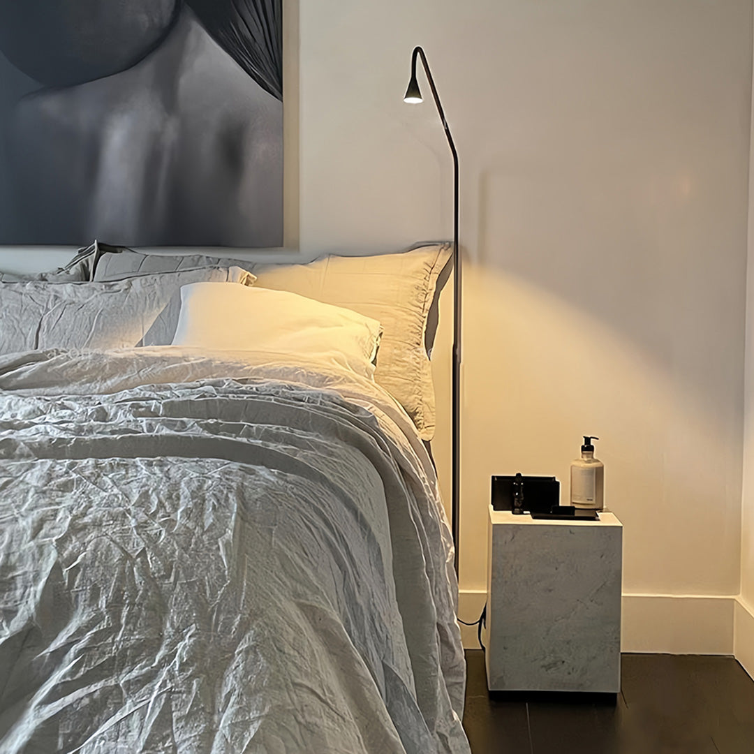 Minimalist Black and Gold LED Floor Lamps for Reading