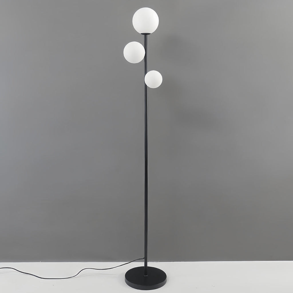 Modern 3-Light Globe Floor Lamp in Gold, Black, and White