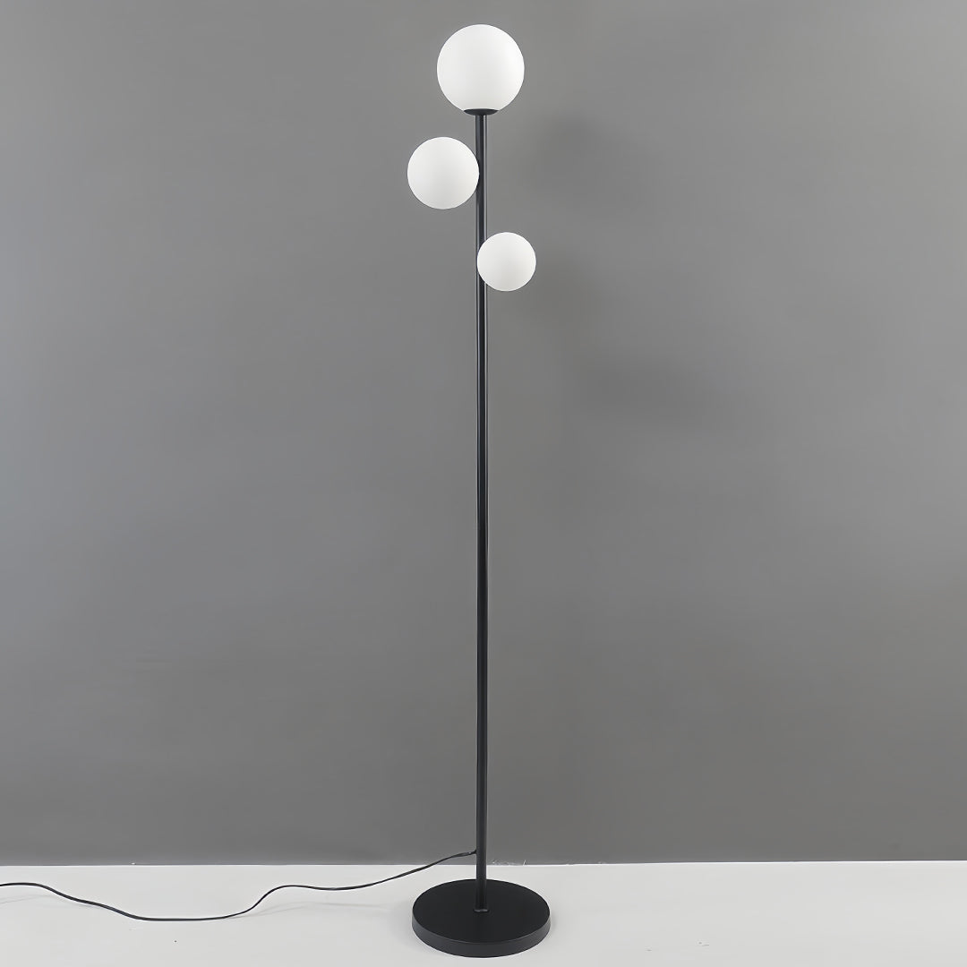 Modern 3-Light Globe Floor Lamp in Gold, Black, and White