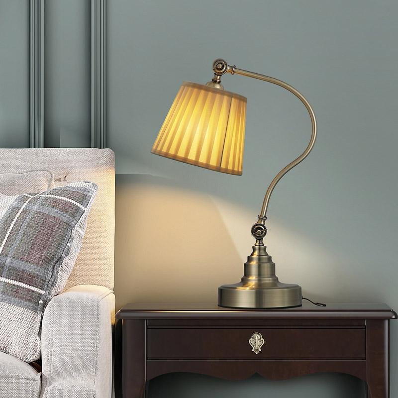Premium Industrial Metal Desk Lamp with Curved Arm and Adjustable Lighting