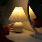 Elegant White Ceramic Globe Table Lamp with Pleated Shade