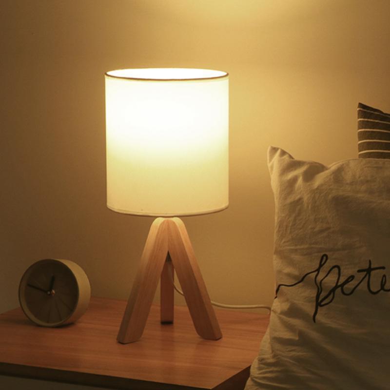 15-Inch Modern Wood Tripod Table Lamp