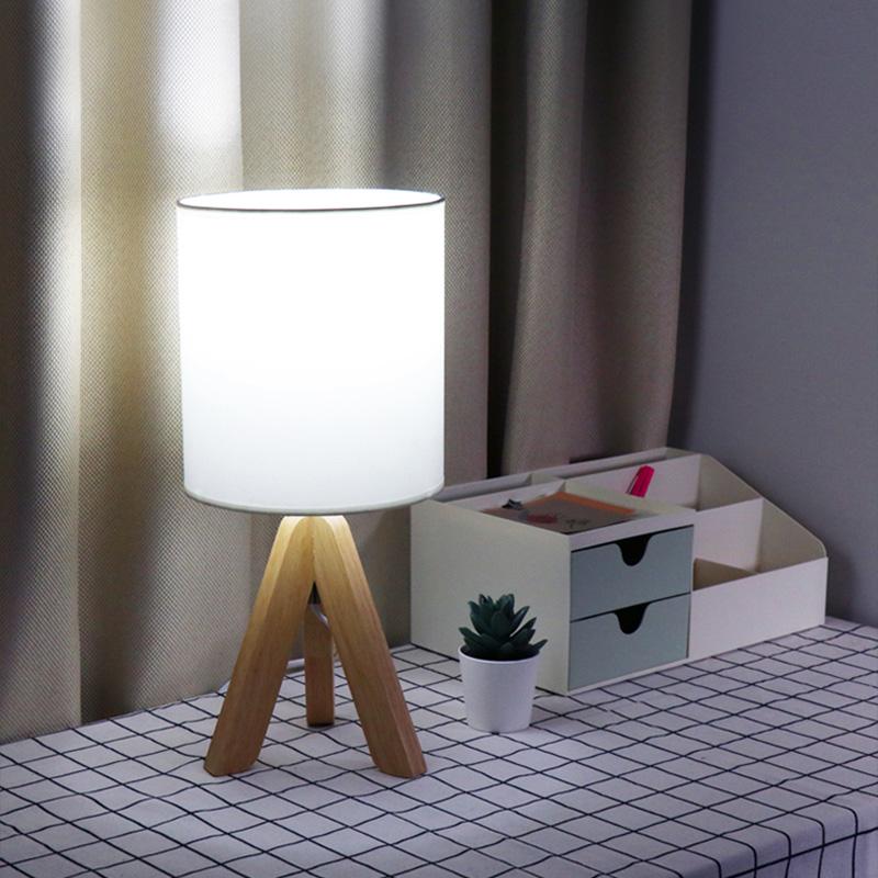 15-Inch Modern Wood Tripod Table Lamp