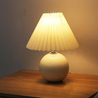 Elegant White Ceramic Globe Table Lamp with Pleated Shade