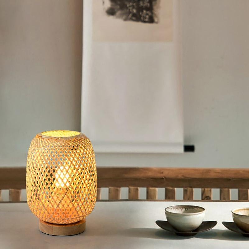 Premium Japanese Rattan Table Lamp - Natural Ambient Lighting