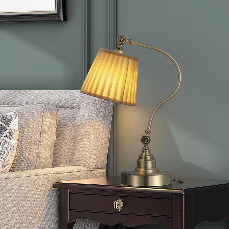 Premium Industrial Metal Desk Lamp with Curved Arm and Adjustable Lighting